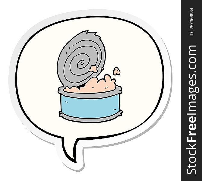 cartoon canned fish with speech bubble sticker