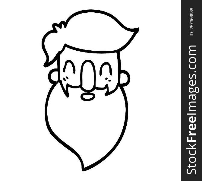 Line Drawing Cartoon Bearded Man