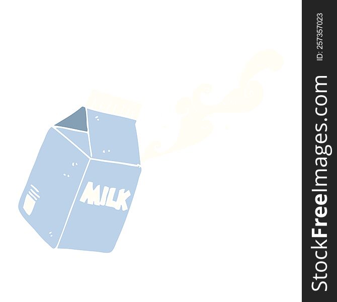 Flat Color Illustration Of A Cartoon Milk Carton