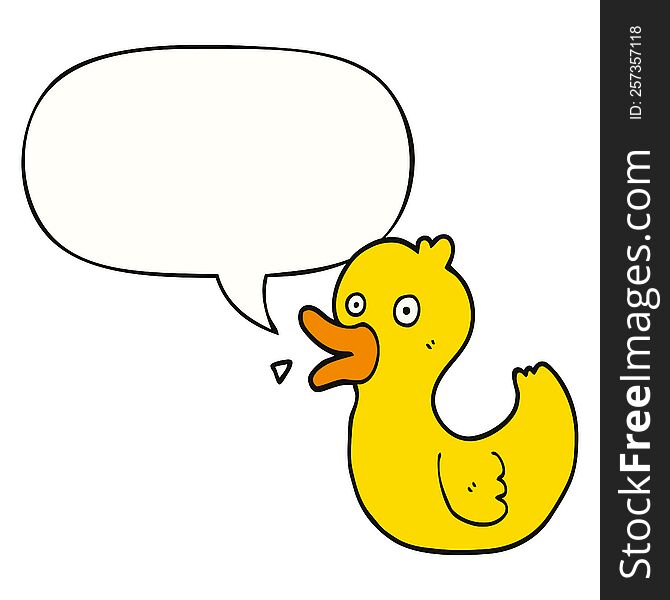 cartoon quacking duck with speech bubble. cartoon quacking duck with speech bubble