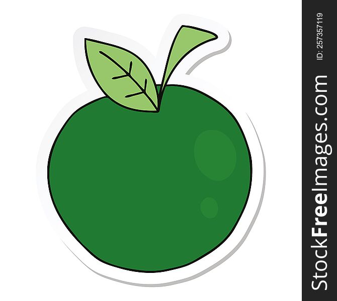 sticker of a quirky hand drawn cartoon apple