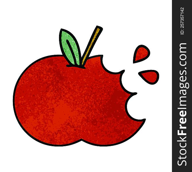 retro grunge texture cartoon of a red apple