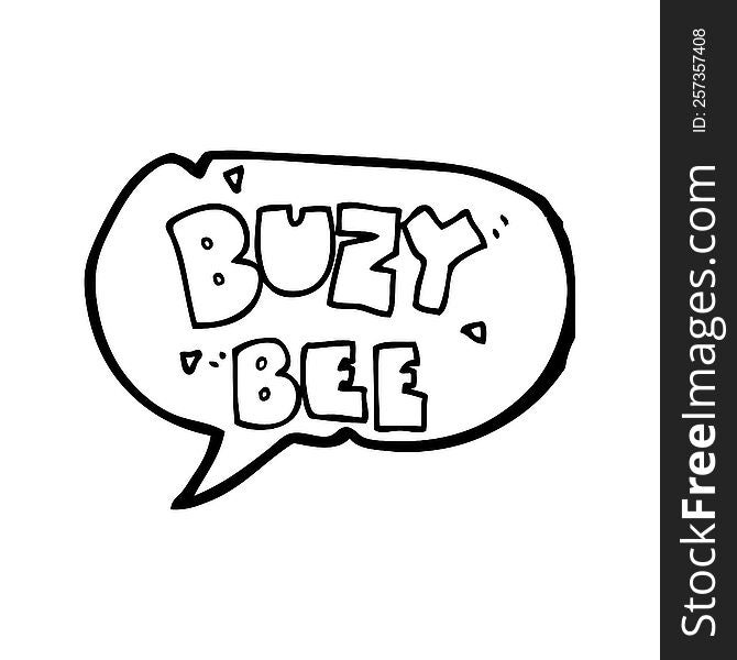 freehand drawn speech bubble cartoon buzy bee text symbol