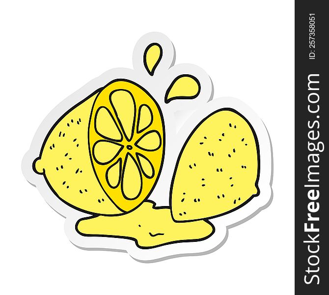 Sticker Of A Cartoon Cut Lemon