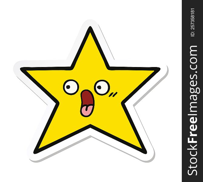 sticker of a cute cartoon gold star