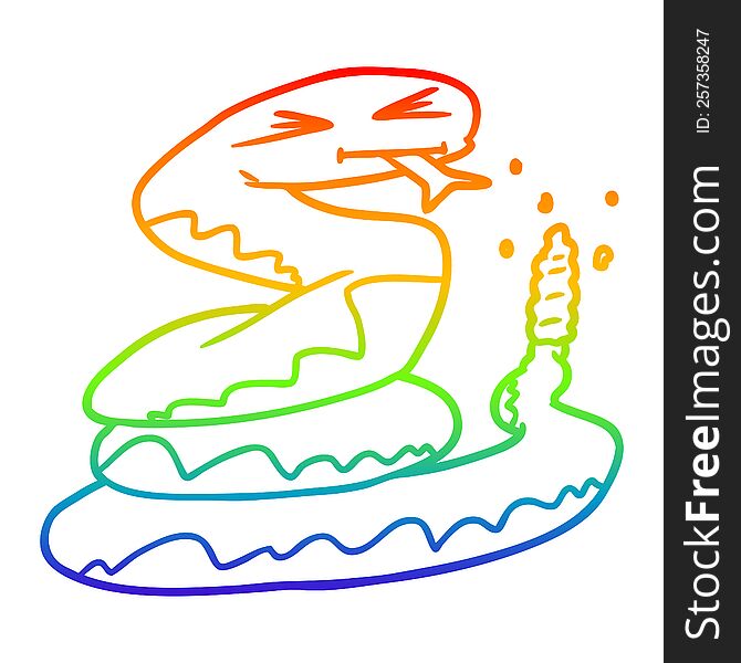 rainbow gradient line drawing cartoon rattlesnake