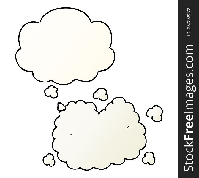 cartoon smoke cloud with thought bubble in smooth gradient style