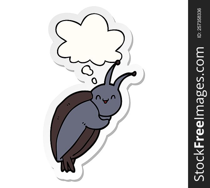 cute cartoon beetle with thought bubble as a printed sticker