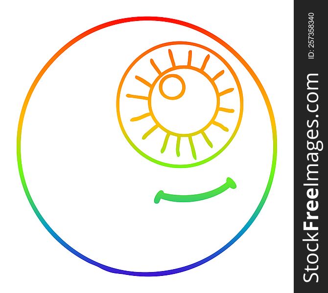 Rainbow Gradient Line Drawing Cartoon Eyeball