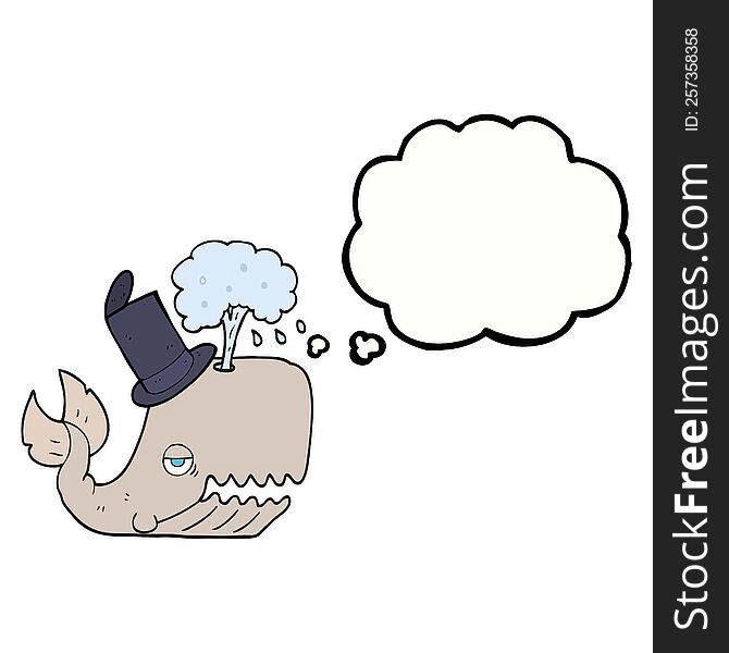 Thought Bubble Cartoon Whale Spouting Water