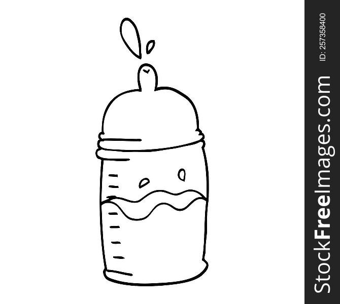 line drawing cartoon baby bottle