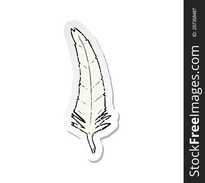 retro distressed sticker of a cartoon feather