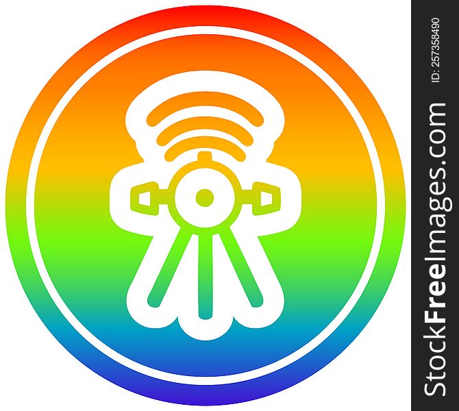 communications satellite circular icon with rainbow gradient finish. communications satellite circular icon with rainbow gradient finish