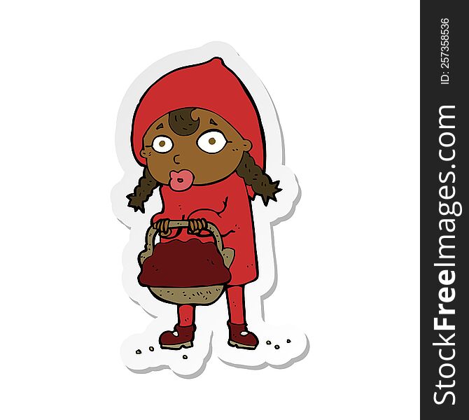 Sticker Of A Little Red Riding Hood Cartoon