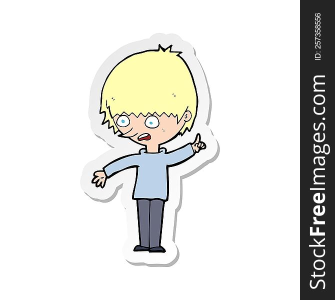 Sticker Of A Cartoon Boy With Question