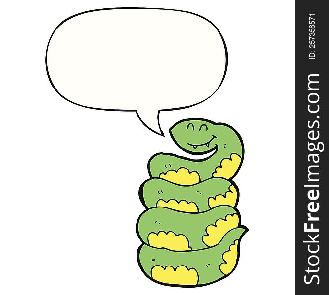 Cartoon Snake And Speech Bubble