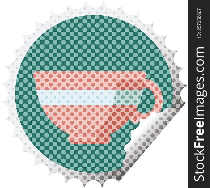 Coffee Cup Round Sticker Stamp