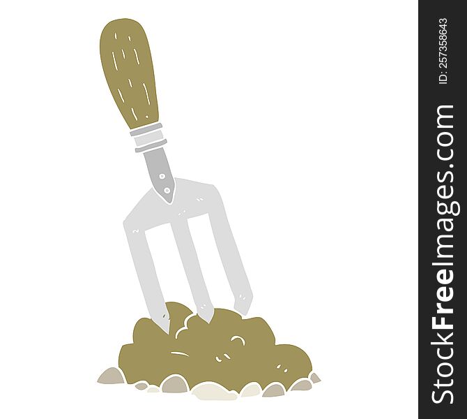 flat color illustration of garden fork. flat color illustration of garden fork