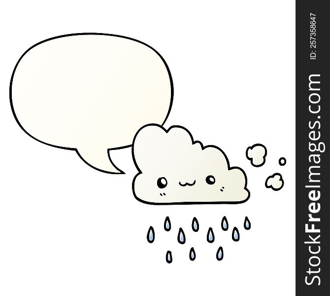 cartoon storm cloud with speech bubble in smooth gradient style