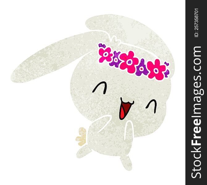 Retro Cartoon Kawaii Cute Furry Bunny