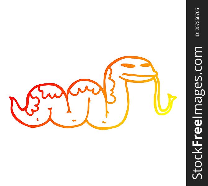 Warm Gradient Line Drawing Cartoon Slithering Snake