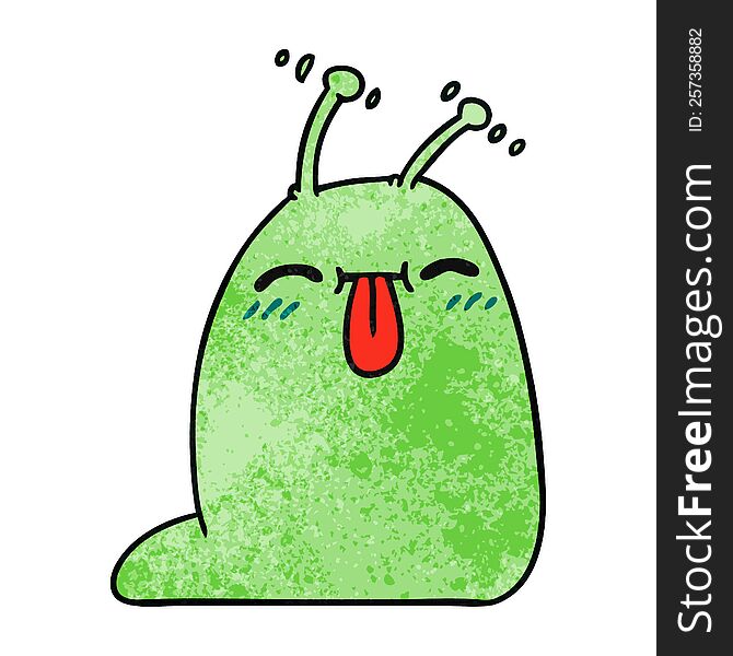 Textured Cartoon Of A Happy Kawaii Slug