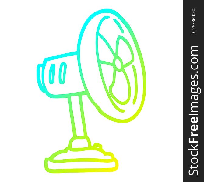 cold gradient line drawing of a cartoon desktop fan