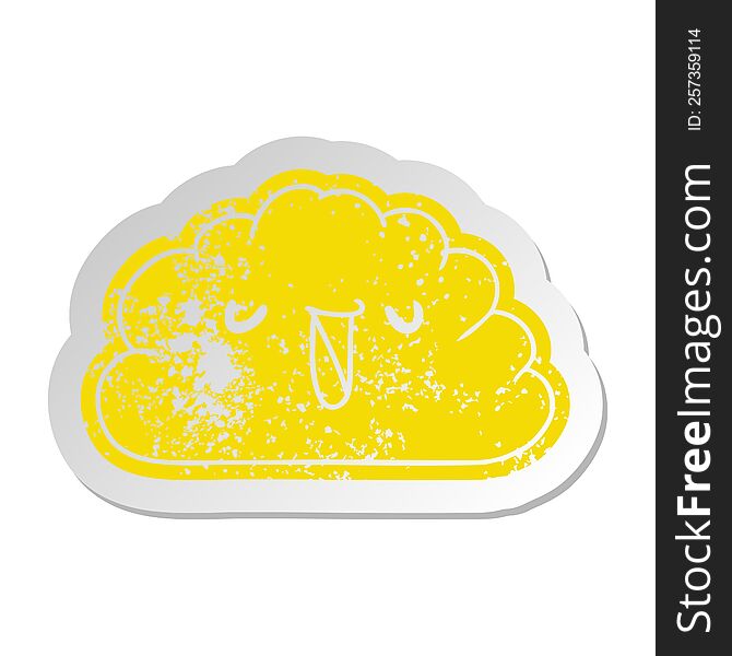 distressed old cartoon sticker kawaii weather rain cloud