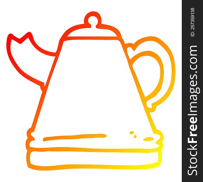 Warm Gradient Line Drawing Cartoon Kettle