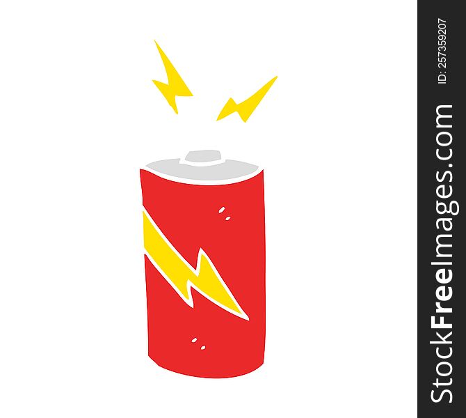 Flat Color Illustration Of A Cartoon Battery