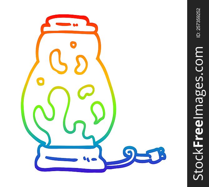 rainbow gradient line drawing of a cartoon lava lamp