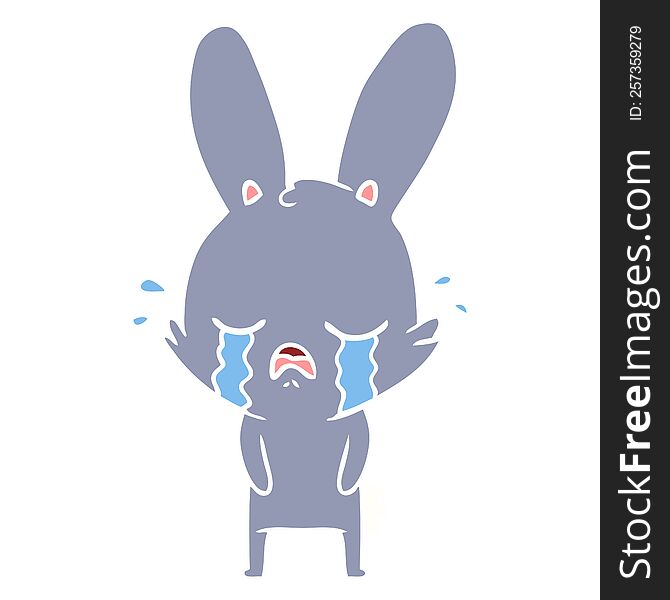 Cute Flat Color Style Cartoon Rabbit Crying