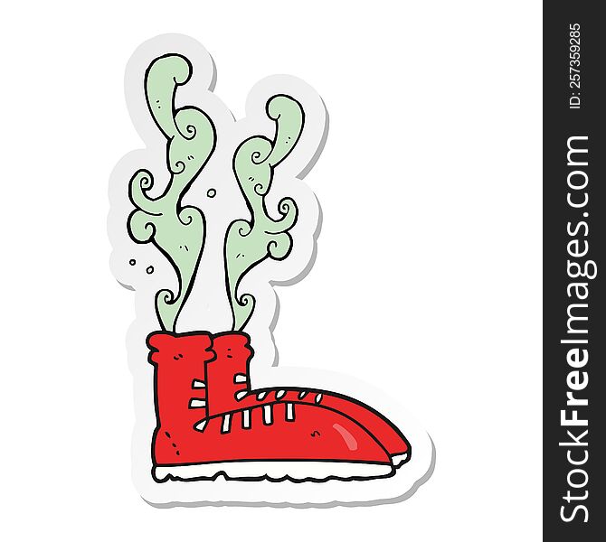 sticker of a cartoon smelly sneakers