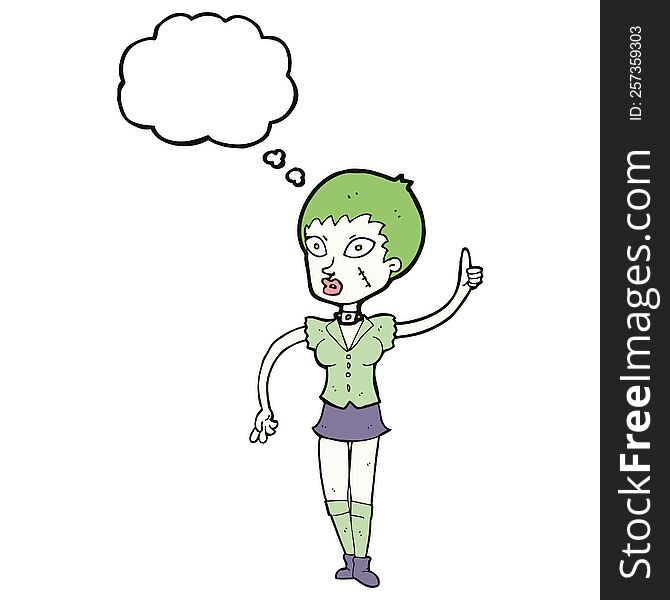 Cartoon Halloween Girl With Thought Bubble