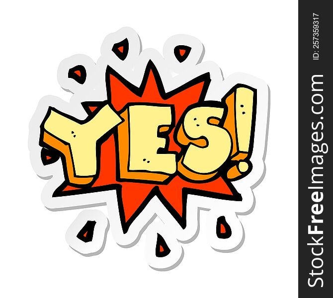 sticker of a cartoon yes symbol