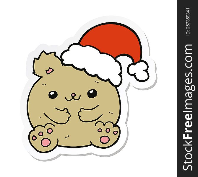 sticker of a cute cartoon christmas bear