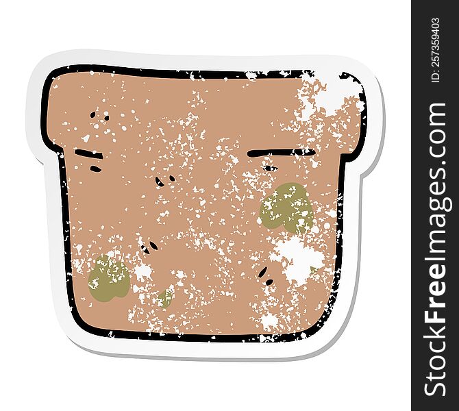 Distressed Sticker Of A Cartoon Plant Pot