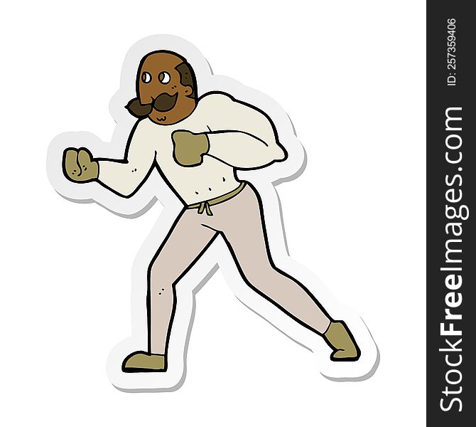 Sticker Of A Cartoon Retro Boxer Man