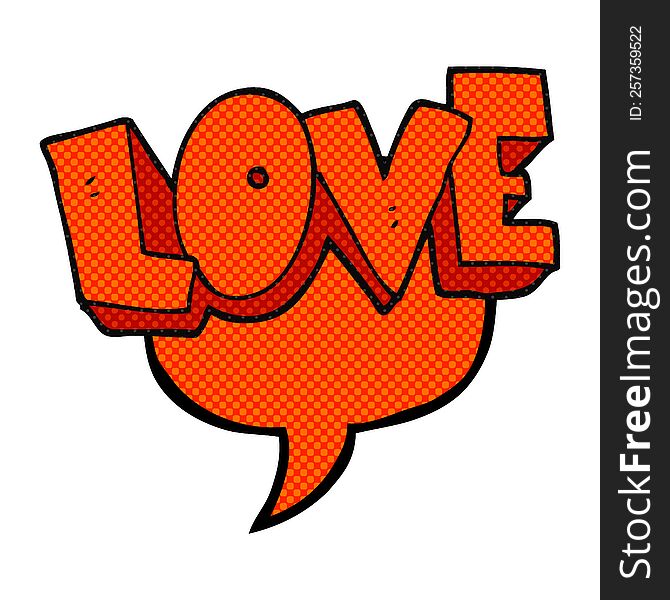 freehand drawn comic book speech bubble cartoon love symbol
