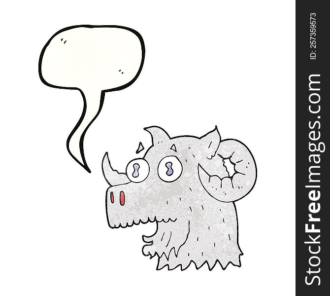Speech Bubble Textured Cartoon Ram Head