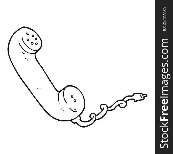 freehand drawn black and white cartoon telephone receiver