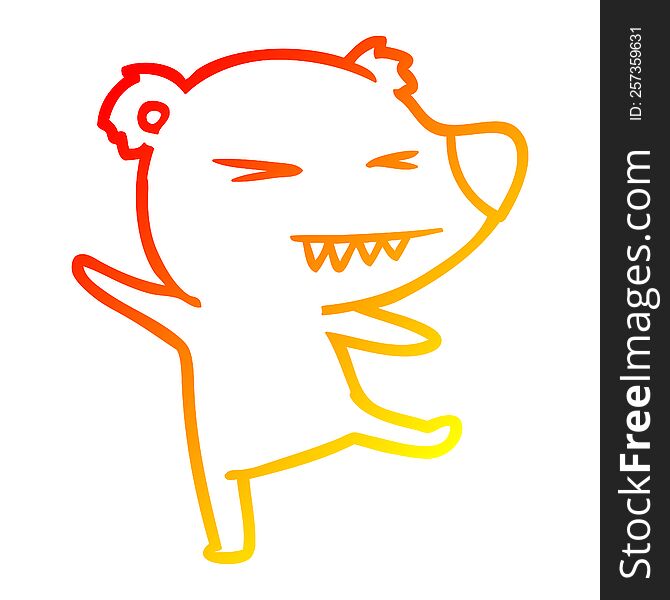 Warm Gradient Line Drawing Dancing Polar Bear Cartoon