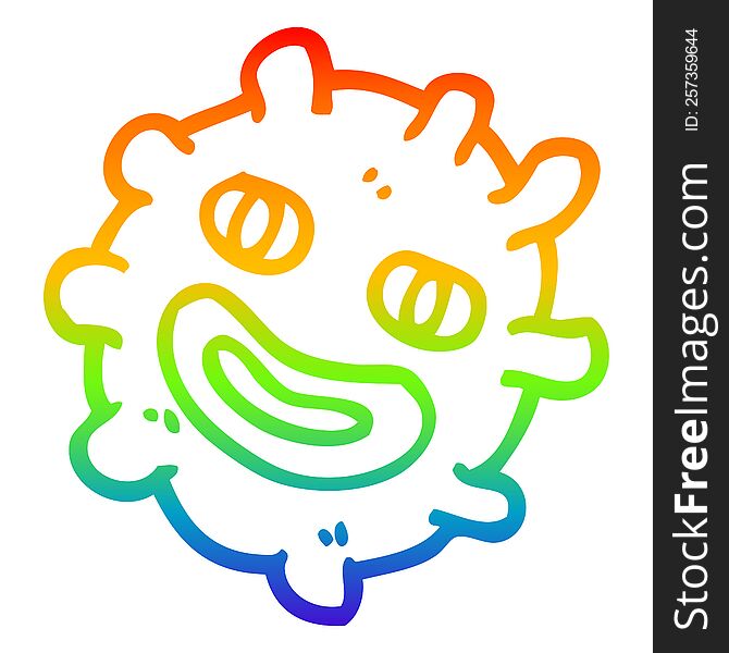 Rainbow Gradient Line Drawing Cartoon Funny Germ
