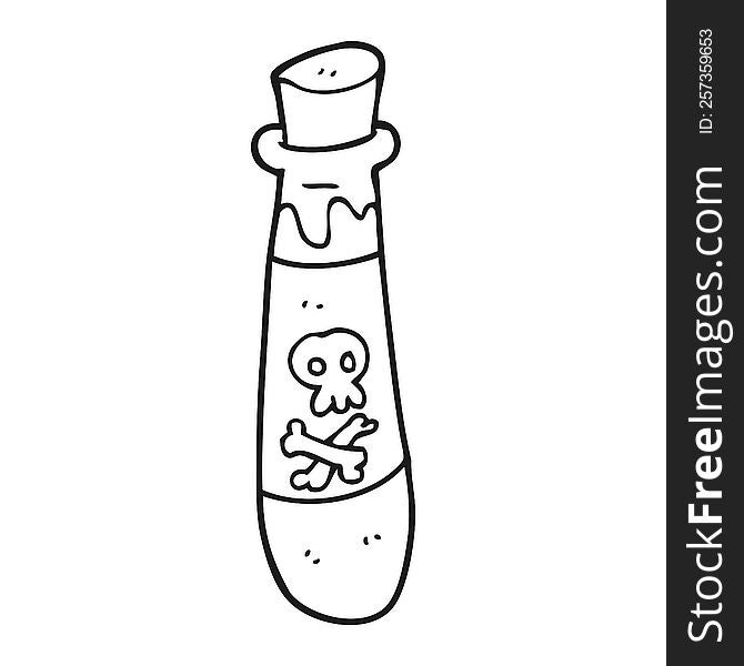 Black And White Cartoon Vial Of Poison