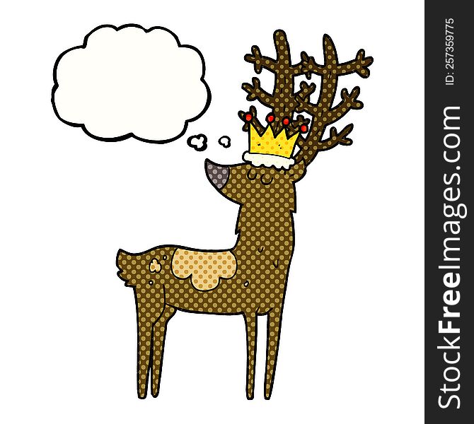 freehand drawn thought bubble cartoon stag king