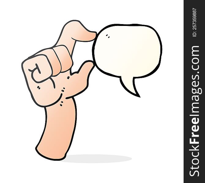 freehand drawn speech bubble cartoon hand making smallness gesture