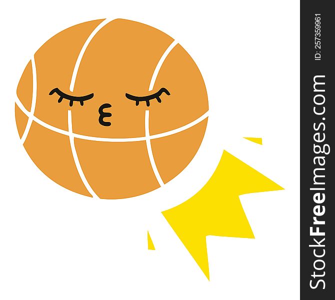 flat color retro cartoon of a basketball