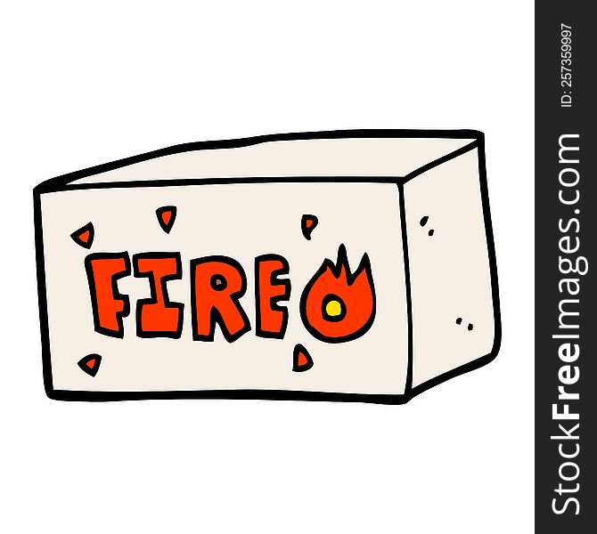 cartoon doodle emergency fire sign