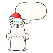 Cartoon Bear Wearing Christmas Hat And Speech Bubble In Smooth Gradient Style Stock Photo Cartoon Bear Wearing Christmas Hat And Speech Bubble In Smooth Gradient Style Stock Photo
