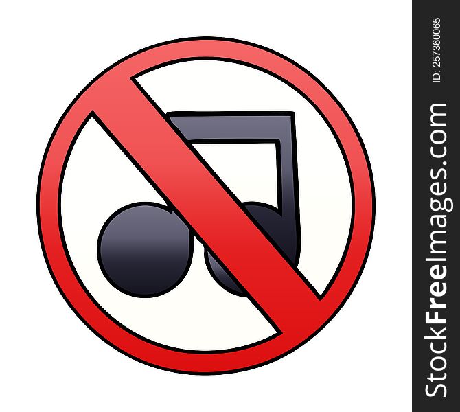 gradient shaded cartoon of a no music sign